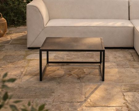 Table basse carrée spécial extérieur avec plateau céramique "Sunset Bay"