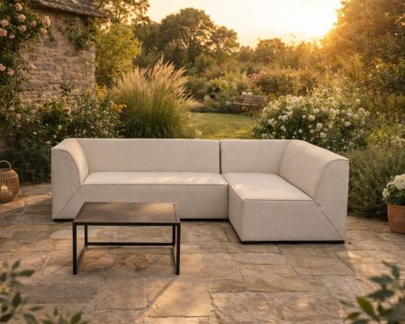 Canapé outdoor en 2 modules "Sunset Bay" tissu spécial extérieur crème