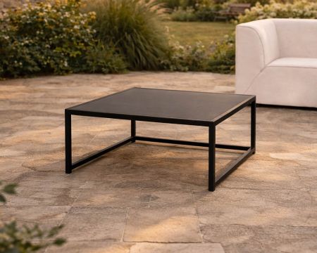 Table basse carrée spécial extérieur avec plateau céramique "Sunset Bay"