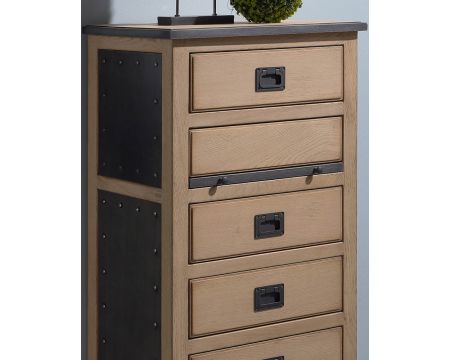 Chiffonnier-bureau indus' chic métal et chêne massif "San Francisco"