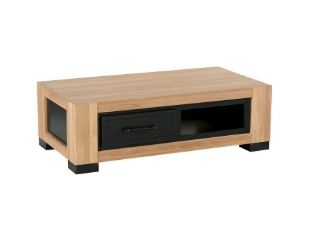 Table basse chêne massif 120cm avec tiroirs "Cleveland"