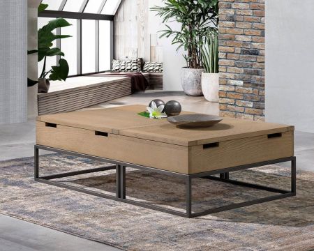 Table basse avec plateaux élévateurs retour droit "San Francisco"