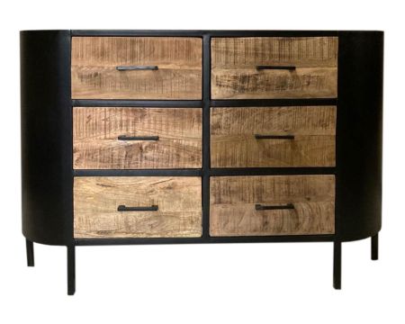 Commode 6 tiroirs style industriel en métal et bois "Tom"