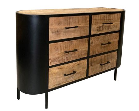 Commode 6 tiroirs style industriel en métal et bois "Tom"