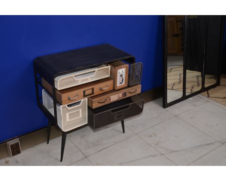 Commode déco bois métal 7 tiroirs "Mélimélo indus"