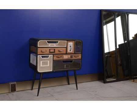 Commode déco bois métal 7 tiroirs "Mélimélo indus"