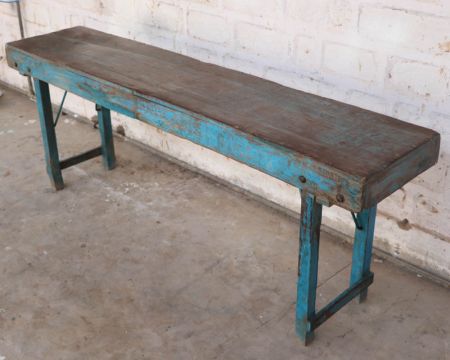 Console en bois massif patiné et upcyclé exemplaire unique "Batti"