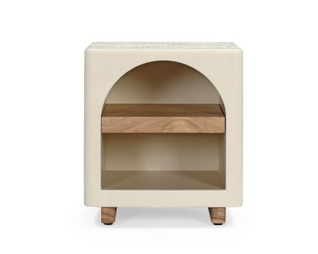 Table de chevet contemporaine en acacia et finition béton sablé "Miona"