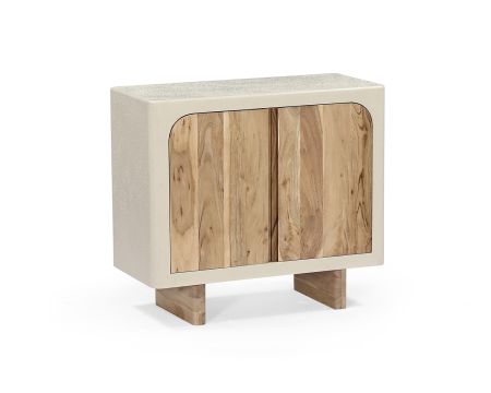 Petit rangement design en acacia naturel et finition aspect béton sablé "Miona"