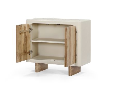 Petit rangement design en acacia naturel et finition aspect béton sablé "Miona"