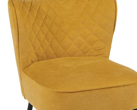 Lot de 2 fauteuils tissu jaune moutarde pieds compas fer noir "Deka"
