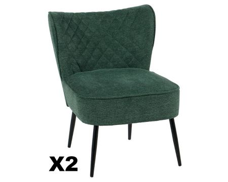 Lot de 2 fauteuils verts et noirs esprit vintage en tissu "Deka"