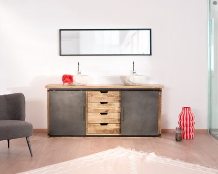  Meuble de salle de bain "Caractère" 180 cm 2 vasques