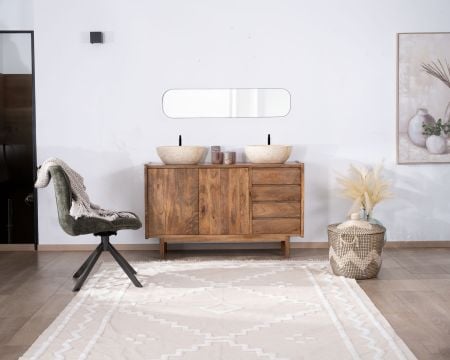 Meuble sous vasque 140 cm en manguier foncé avec portes et tiroirs "Kahiko"