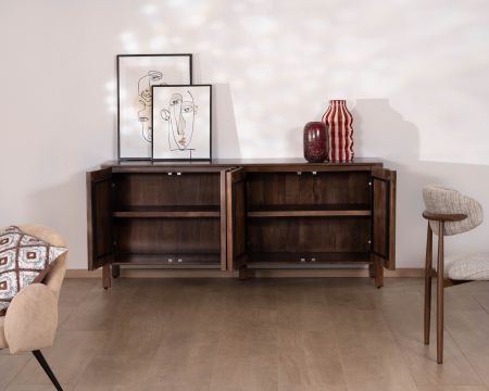 Enfilade esprit zen en manguier 180 cm « Sicora » teinte noyer