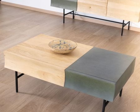Table basse rectangulaire bois et métal 100x55 cm "Elegancy"