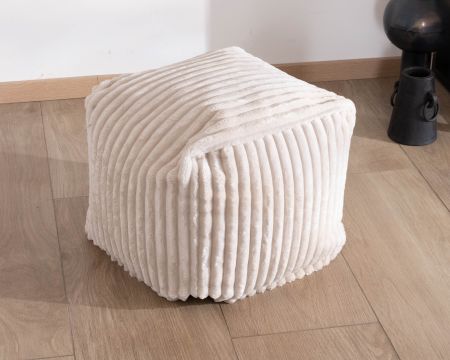 Petit pouf cubique en velours blanc "Lizard"