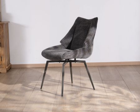 Lot de 2 chaises de repas contemporaines design "Niko" tissu anthracite