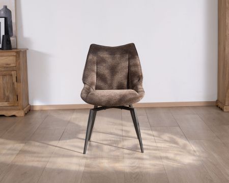 Lot de 2 chaises de repas couleur chocolat et pieds métal design "Niko"