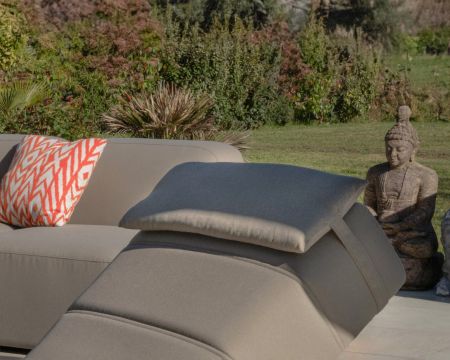Têtière en tissu spécial extérieur taupe pour bain de soleil "Sunset Bay"