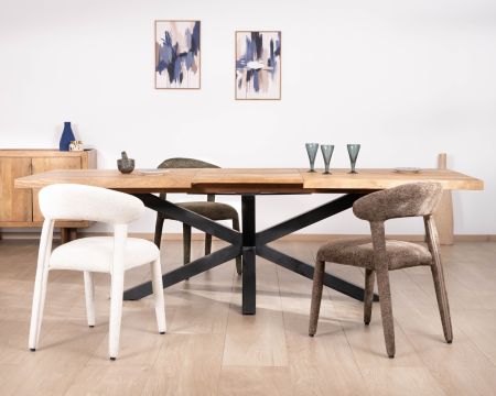 Table de repas extensible 190-250 cm en manguier avec pieds étoile "Maestro"