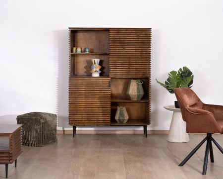 Argentier style rétro en teck et manguier foncé "Sheffield"