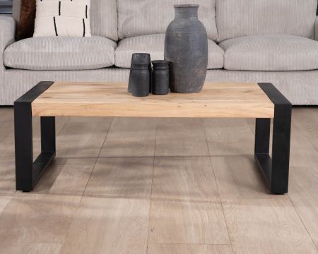 Table basse rectangle de style industriel métal et bois "Montréal"