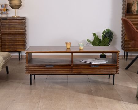 Table de salon style rétro en teck et manguier "Sheffield"