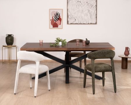 Table de repas extensible 190-250 cm en manguier foncé avec pieds étoile "Sheffield"