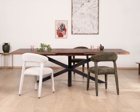 Table de repas extensible 190-250 cm en manguier foncé avec pieds étoile "Sheffield"
