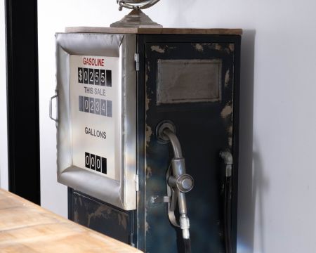 Bar vintage pompe à essence route 66 métal bleu esprit récup "Crazy"