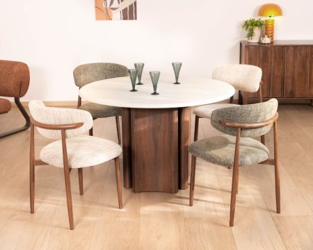 Table de repas ronde design rétro "Arpège" 120 cm