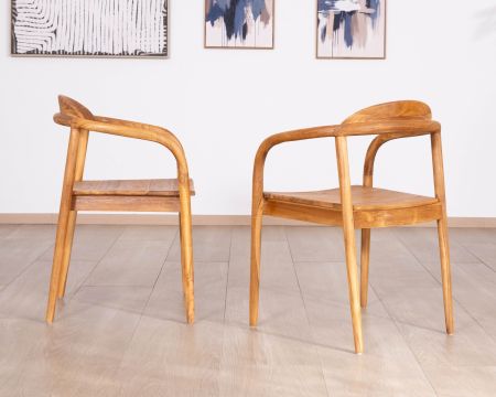 Lot de 2 chaises de repas rétro en teck massif naturel “Rimina”
