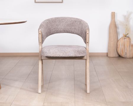 Lot de 2 chaises de salle à manger design organique "Kyara" en tissu grège tramé