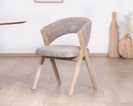 Lot de 2 chaises de salle à manger design organique "Kyara" en tissu grège tramé