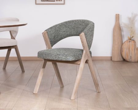 Lot de 2 chaises de salle à manger esprit rétro coloris vert sauge "Kyara" en bois d'hévéa