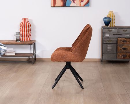 Lot de 2 chaises contemporaines en tissu terracotta "Webber" pied pivotant noir