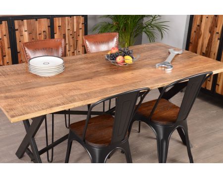 Table de repas en métal et bois 180 cm "Kraft Atelier"