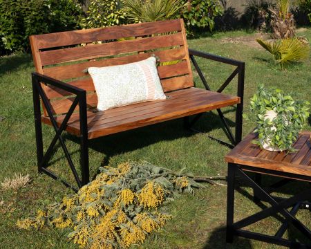 Banc de jardin 120 cm en bois et métal "Gardénia"