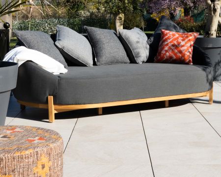 Méridienne d'extérieur design enveloppant "Armando" gris foncé avec coussins coordonnés