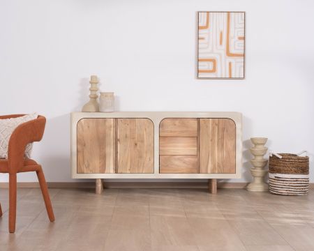 Buffet 170 cm esprit organique aspect béton sablé "Miona"