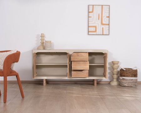 Buffet 170 cm esprit organique aspect béton sablé "Miona"