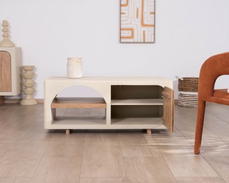 Table basse rectangle avec niche design esprit organique "Miona"