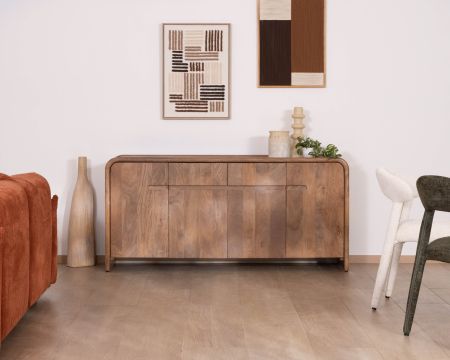 Buffet néo-vintage en manguier massif 170 cm "Spelano" 4 portes et 2 tiroirs