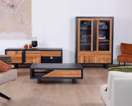 Table basse rectangulaire style contemporain bois massif "Flix"