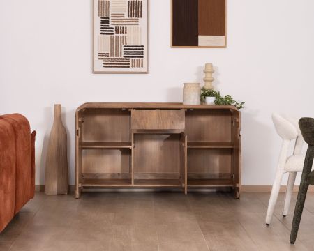 Buffet style néo-vintage 3 portes en manguier massif "Spelano" 140 cm