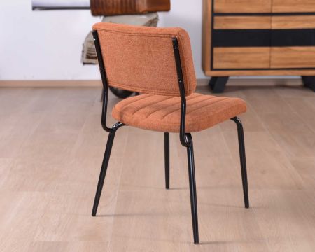 Lot de 2 chaises tissu et métal esprit rétro "Lia" coloris rouille