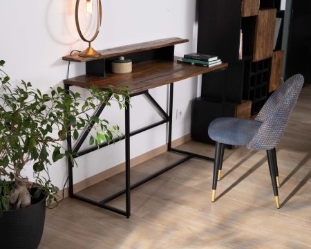 Bureau Design Industriel Bois Massif et Métal Noir – Tendances Meubles