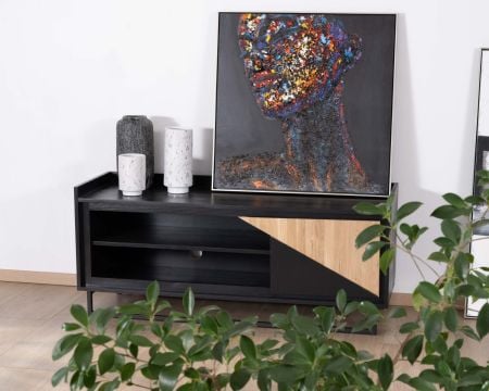 Meuble télé 140 cm en bois massif "Trace"