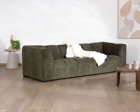 Canapé 3 places tissu bouclette vert "Enjoy Home"